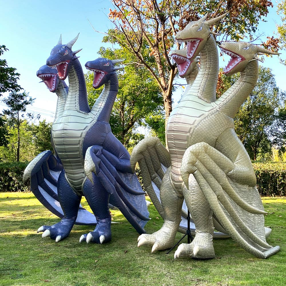 Three-headed dragon inflatable monster costume. Dragon cosplay.