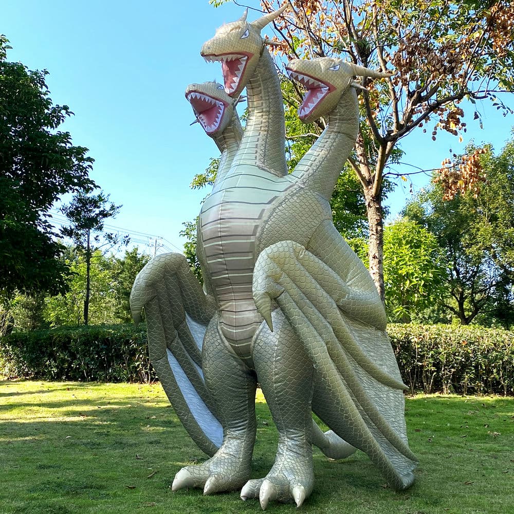 Three-headed dragon inflatable monster costume. Dragon cosplay.